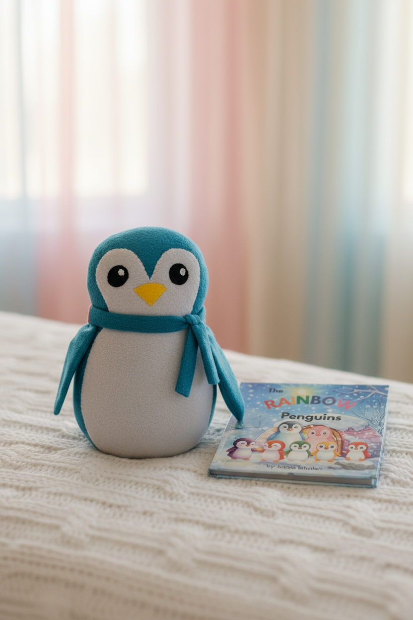 Finn the Turquoise Penguin – Handmade Fleece Stuffed Animal for Kids