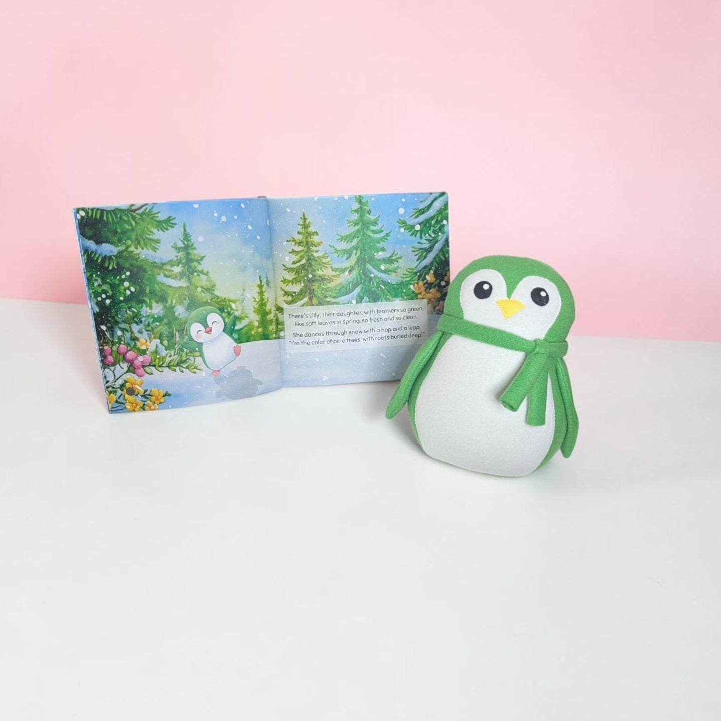 Lilly the Green Rainbow Penguin  – Handmade Fleece Stuffed Animal for Kids