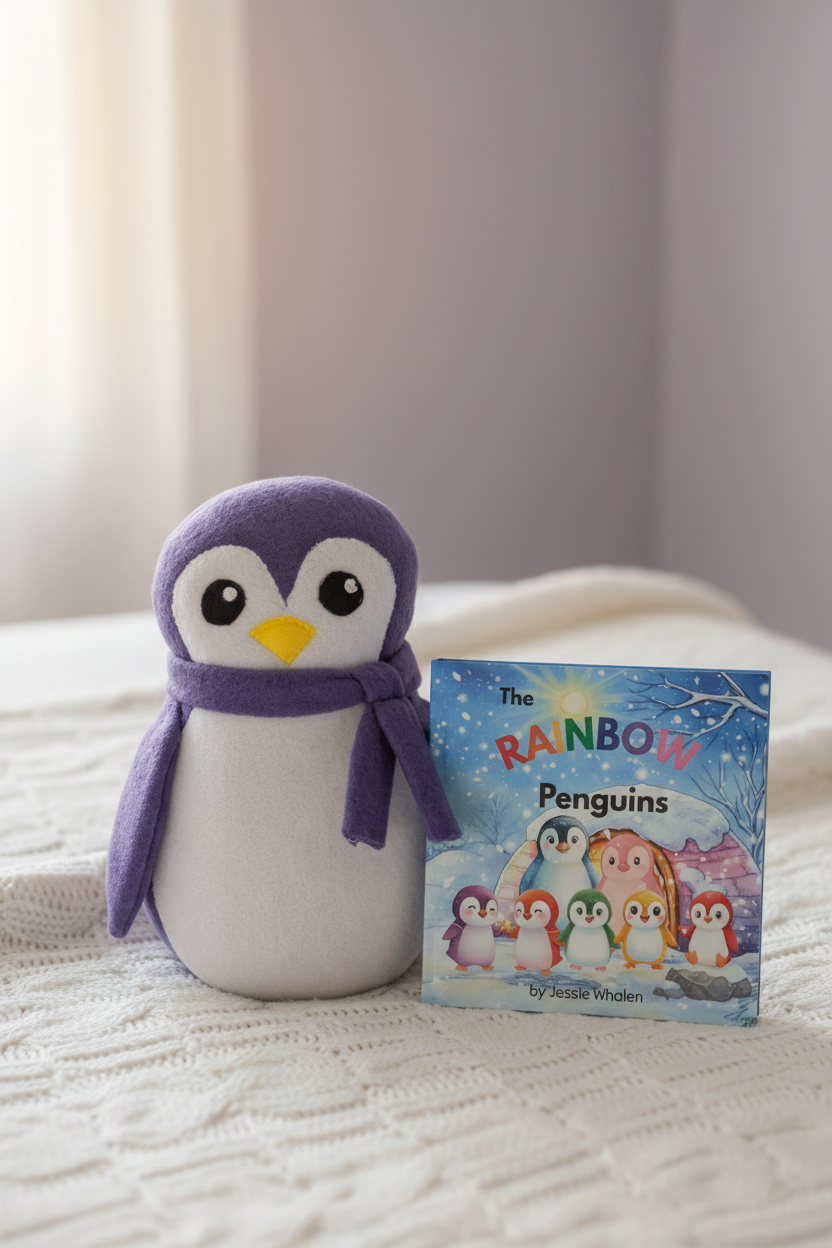 Lucy the Purple Penguin  – Handmade Fleece Stuffed Animal for Kids