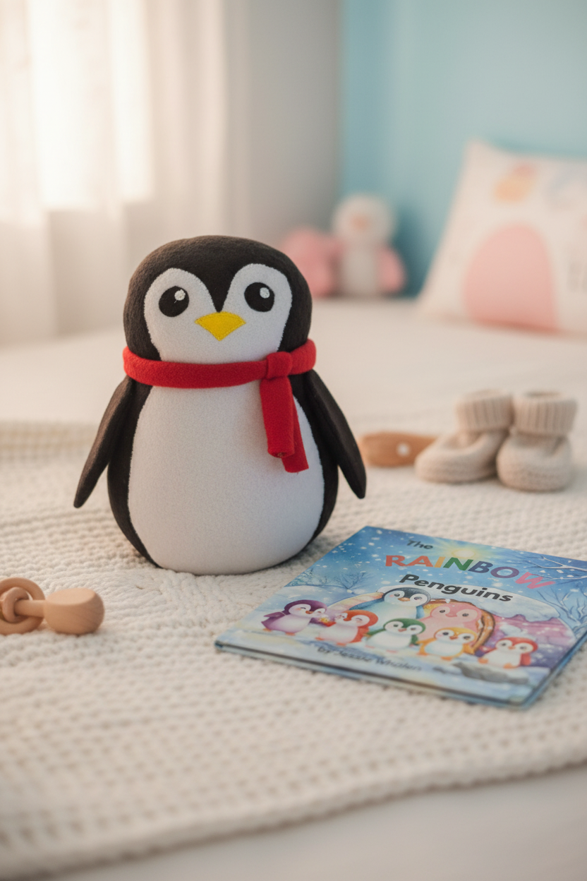 Pepper the Black Penguin  – Handmade Fleece Stuffed Animal for Kids
